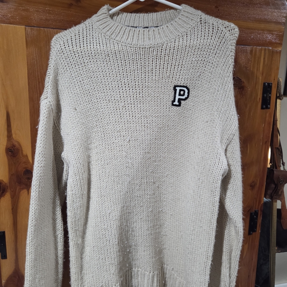 Victoria's Secret Pink Cream Knit Crew Sweater